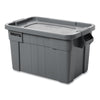 Rubbermaid® Commercial BRUTE® Tote with Lid, 14 gal, 27.5" x 16.75" x 10.75", Gray Covered Boxes & Bins - Office Ready