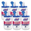 PURELL® Foodservice Surface Sanitizing Wipes, 1-Ply, 10 x 7, Fragrance-Free, White, 110/Canister, 6 Canisters/Carton Cleaner/Detergent Wet Wipes - Office Ready