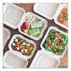 World Centric® Fiber Hinged Containers, 3-Compartment, 9.3 x 9 x 3.3, Natural, Paper, 300/Carton Takeout Food Containers - Office Ready