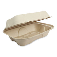 World Centric® Fiber Hinged Containers, Hoagie Box, 9.2 x 6.4 x 3.1, Natural, Paper, 500/Carton Takeout Food Containers - Office Ready