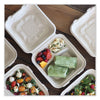 World Centric® Fiber Hinged Containers, 3-Compartment, 8.8 x 8.2 x 2.9, Natural, Paper, 300/Carton Takeout Food Containers - Office Ready