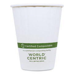 World Centric® Double Wall Paper Hot Cups, 8 oz, White, 1,000/Carton
