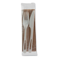 World Centric® TPLA Compostable Cutlery, Fork/Knife/Napkin, White, 500/Carton Disposable Dining Utensil Combos - Office Ready