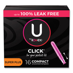 Kotex® U by Kotex® Click Compact Tampons, Super Plus Absorbency, 16/Pack, 8 Packs/Carton