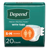 Depend® Incontinence Protection with Tabs, Small/Medium, 19" to 34" Waist, 20/Pack, 3 Packs/Carton Adult Diapers - Office Ready