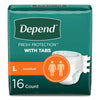 Depend® Incontinence Protection with Tabs, 35" to 49" Waist, 16/Pack, 3 Packs/Carton Adult Diapers - Office Ready