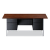 Alera® Double Pedestal Steel Desk, 72" x 36" x 29.5", Mocha/Black Metal Mailroom & Shop Desks - Office Ready