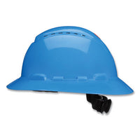 3M™ SecureFit™ H-Series Hard Hats, H-800 Vented Hat with UV Indicator, 4-Point Pressure Diffusion Ratchet Suspension, Blue Hard Hats - Office Ready