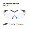 3M™ SecureFit™ Protective Eyewear, 400 Series, Black/Blue Plastic Frame, Clear Polycarbonate Lens Wraparound Safety Glasses - Office Ready