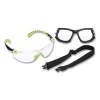 3M™ Solus™ 1000-Series Safety Glasses, Green Plastic Frame, Clear Polycarbonate Lens Wraparound Safety Glasses - Office Ready