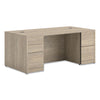 HON® 10500 Series™ Double Pedestal Desk, Left: Box/Box/File, Right: File/File, 72" x 36" x 29.5", Kingswood Walnut Pedestal Office Desks - Office Ready