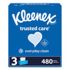 Kleenex® Trusted Care Facial Tissue, 2-Ply, White, 160 Sheets/Box, 3 Boxes/Pack, 12 Packs/Carton Facial Tissues - Office Ready