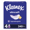 Kleenex® Ultra Soft Facial Tissue, 3-Ply, White, 60 Sheets/Box, 4 Boxes/Pack, 3 Packs/Carton Facial Tissues - Office Ready
