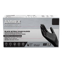AMMEX® Professional Nitrile Exam Gloves, Powder-Free, 3 mil, X-Large, Black, 100/Box, 10 Boxes/Carton Exam Gloves, Nitrile - Office Ready