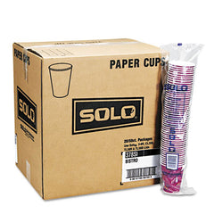 Dart® Solo® Paper Hot Drink Cups in Bistro® Design, 12 oz, Maroon, 50/Bag, 20 Bags/Carton