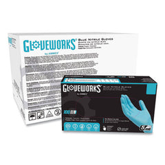 GloveWorks® by AMMEX® Industrial Nitrile Gloves, Powder-Free, 5 mil, Medium, Blue, 100/Box, 10 Boxes/Carton