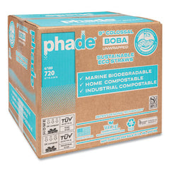 phade™ Marine Biodegradable Straws, Boba Straws, 9", Ocean Blue, 720/Carton