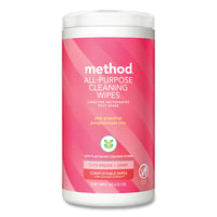 Method® All Purpose Cleaning Wipes, 1 Ply, Pink Grapefruit, White, 70/Canister, 6/Carton Cleaner/Detergent Wet Wipes - Office Ready