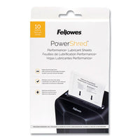 Fellowes® Powershred® Performance+ Lubricant Sheets, 8.5 x 6, 10/Pack Sheet Shredder Lubricants - Office Ready