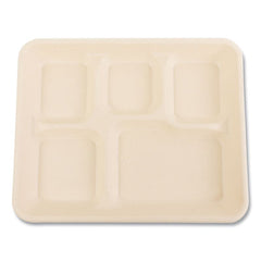 Boardwalk® Bagasse PFAS-Free Food Tray, 5-Compartment, 8.26 x 0.98 x 10.9, Tan, Bamboo/Sugarcane, 500/Carton