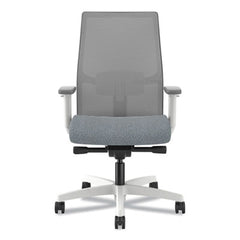 HON® Ignition® 2.0 4-Way Stretch Mid-Back Mesh Task Chair, 17" to 21" Seat Height, Basalt Seat, Fog Back, Designer White Base