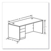 HON® 10500 Series™ Single Pedestal Desk, Left Pedestal: Box/Box/File, 66" x 30" x 29.5", Kingswood Walnut Pedestal Office Desks - Office Ready
