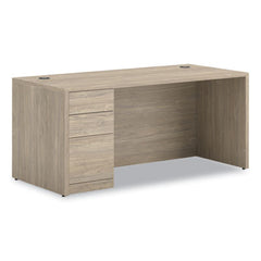 HON® 10500 Series™ Single Pedestal Desk, Left Pedestal: Box/Box/File, 66" x 30" x 29.5", Kingswood Walnut