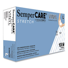 SemperCare® Stretch Vinyl Examination Gloves, Cream, Large, 100/Box, 10 Boxes/Carton