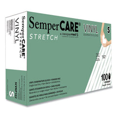 SemperCare® Stretch Vinyl Examination Gloves, Cream, Small, 100/Box
