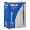 SOLO® Impress™ Heavyweight Full-Length Polystyrene Cutlery, Fork, White, 100/Box, 10 Boxes/Carton Disposable Forks - Office Ready