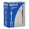 SOLO® Impress™ Heavyweight Full-Length Polystyrene Cutlery, Fork, White, 100/Box Disposable Forks - Office Ready