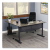 Workspace by Alera® L-Shaped Writing Desk, 59.05" x 59.05" x 29.53", Gray/Black L & U Desks & Workstations - Office Ready