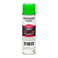 Rust-Oleum® Industrial Choice® M1800 System Water-Based Precision Line Marking Paint, Fluorescent Green, 17 oz Aerosol Can, 12/Carton Marking Paints - Office Ready