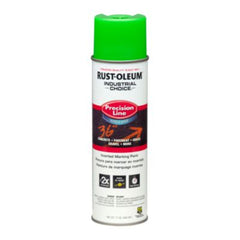 Rust-Oleum® Industrial Choice® M1800 System Water-Based Precision Line Marking Paint, Fluorescent Green, 17 oz Aerosol Can, 12/Carton