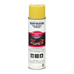 Rust-Oleum® Industrial Choice® M1800 System Water-Based Precision Line Marking Paint, Flat High-Visibility Yellow, 17 oz Aerosol Can, 12/Carton