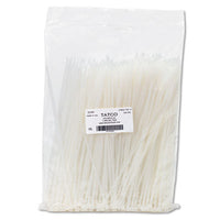 Tatco Nylon Cable Ties, 11 x 0.19, 50 lb, Natural, 500/Pack Cord & Cable Straps/Ties - Office Ready