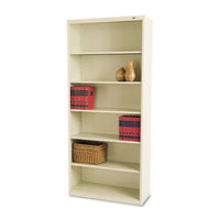 Tennsco Metal Bookcases, Six-Shelf, 34-1/2w x 13-1/2h x 78h, Putty Bookcases-Shelf Bookcase - Office Ready