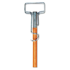 Boardwalk® Spring Grip Metal Head Mop Handle, 60" Wood Handle