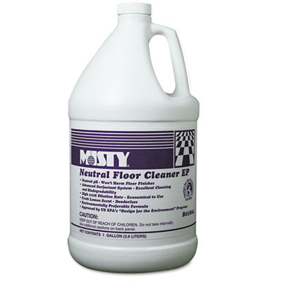 Misty® Neutral Floor Cleaner EP, Lemon, 1 gal Bottle Cleaners & Detergents-Floor Cleaner/Degreaser - Office Ready