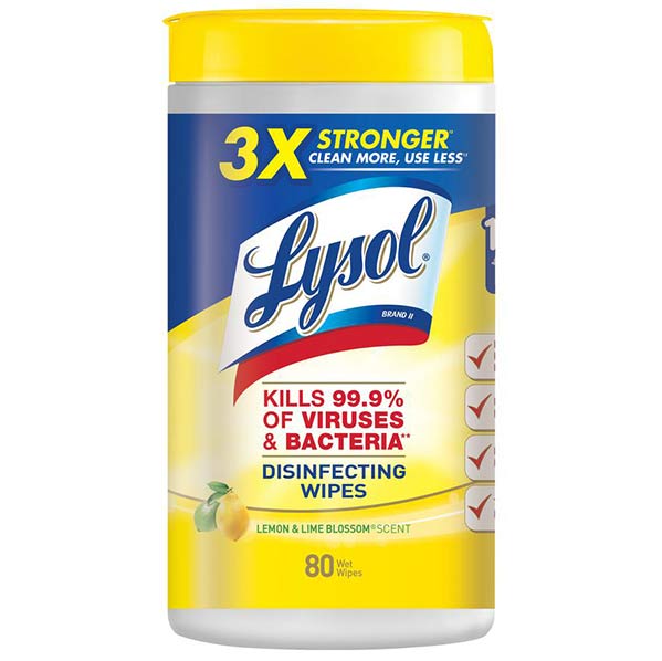 Lysol Disinfecting All Purpose Wipes 80 sheets/ can, 6/CT  - Office Ready