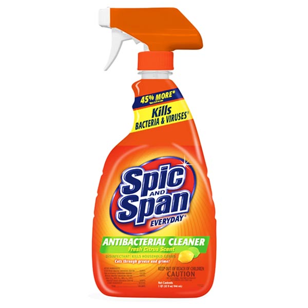 Spic and Span Everyday Antibacterial Cleaner, Disinfectant Spray, Kills Household Germs, 9 Bottles Per Case  - Office Ready